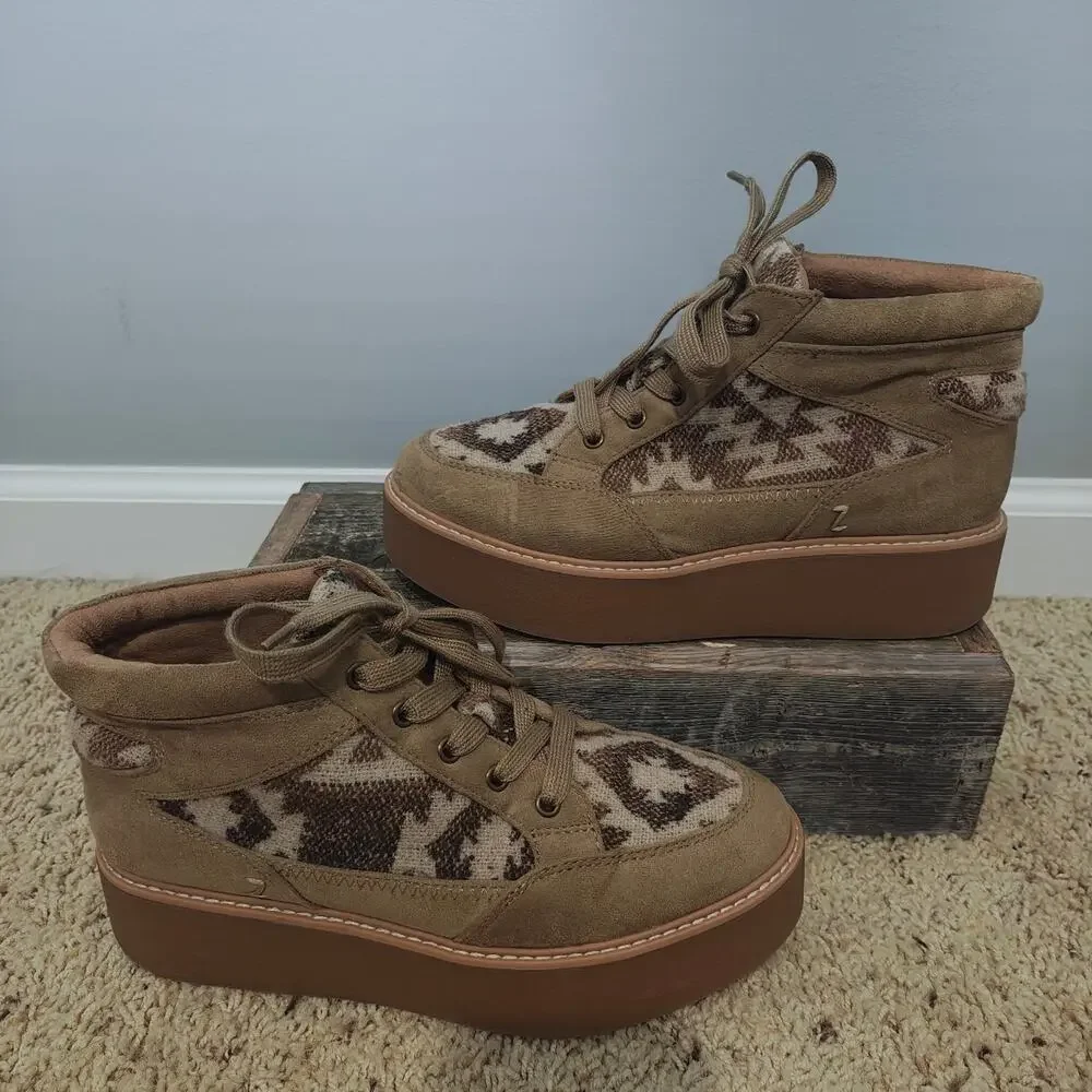 Zodiac Siona Women's Size 7 M Platform Sneaker Boots Southwest Aztec Tan